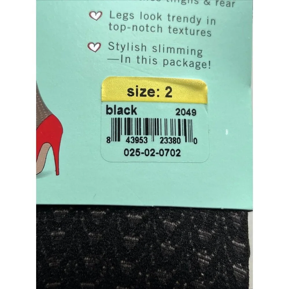 Spanx Assets by Sara Blakely Wishbone Shaping Tights‎ Size 2 Black Textured New